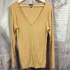 Torrid Yellow Ribbed Sweater V neck Long Sleeve 2